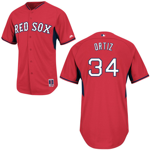 David Ortiz #34 MLB Jersey-Boston Red Sox Men's Authentic 2014 Cool Base BP Red Baseball Jersey